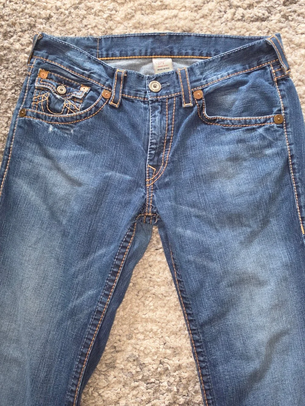 True Religion Men's Billy Big T Straight Leg Denim Jeans Size 36